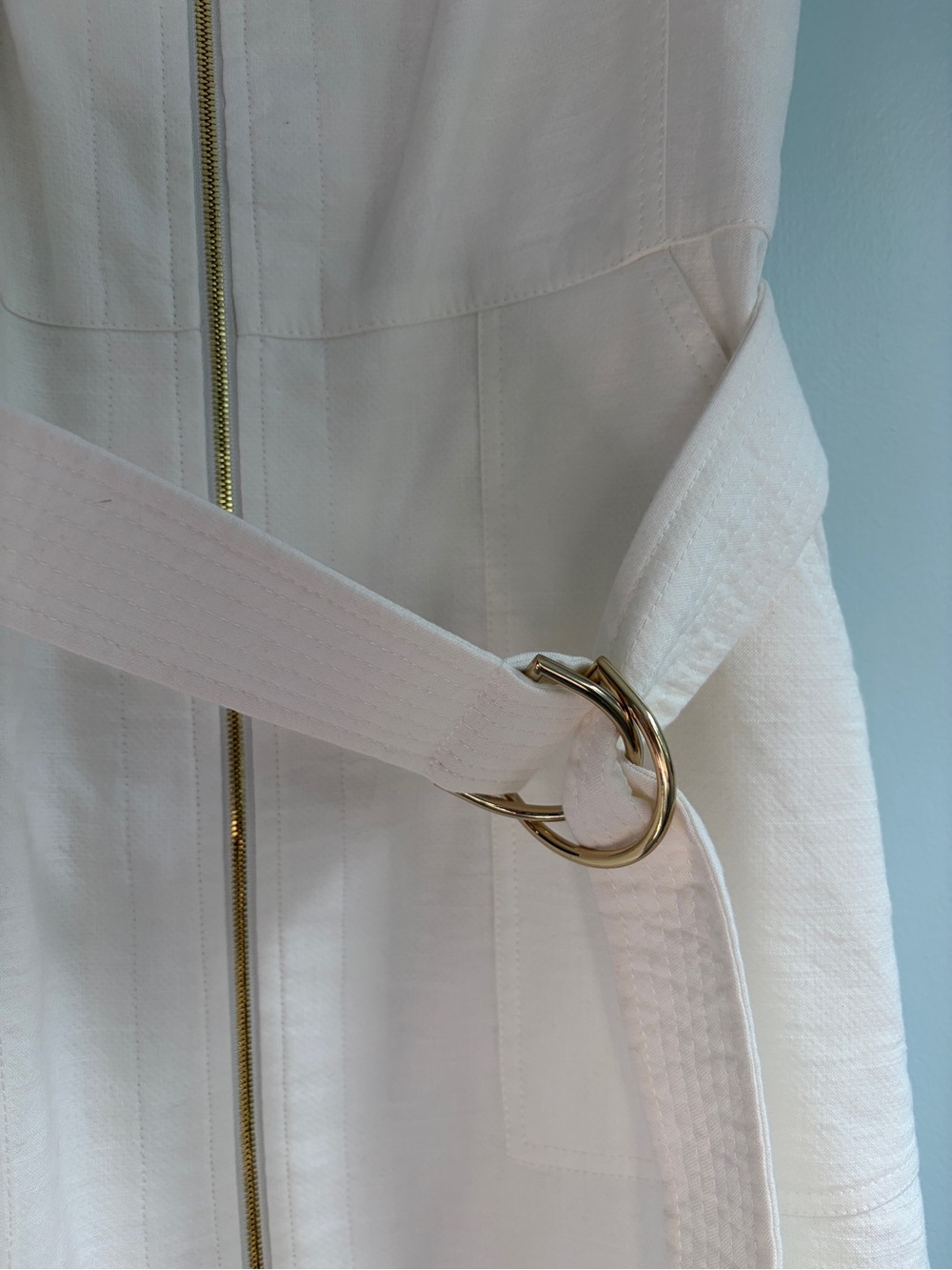 Diane Von Furstenberg White Cream Cotton Linen Sleeveless Dress Pockets Size 6 - Picture 7 of 16